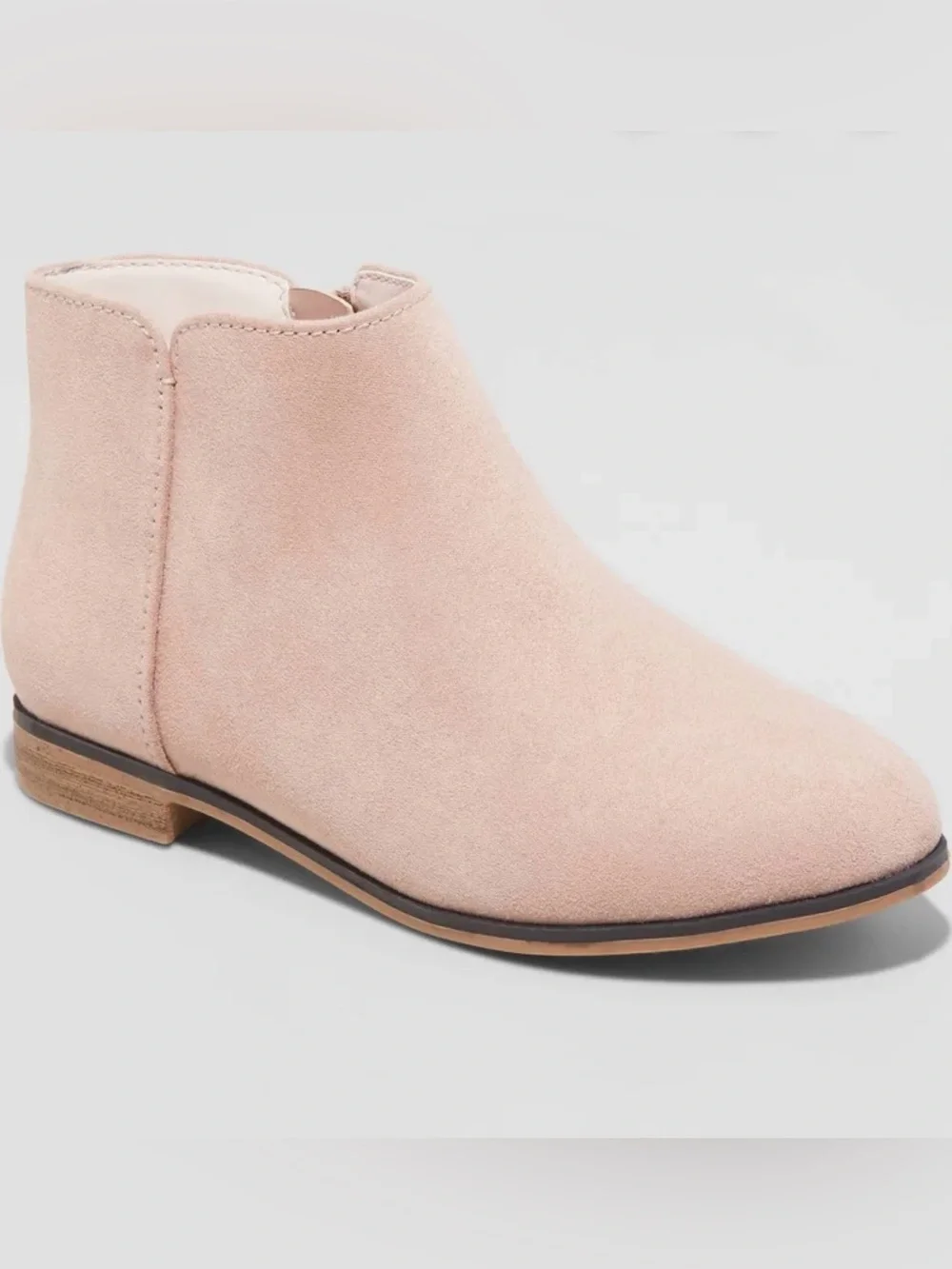 Cat & Jack Opal Zipper Booties Blush Pink Faux Suede Girls Size 3 NWT